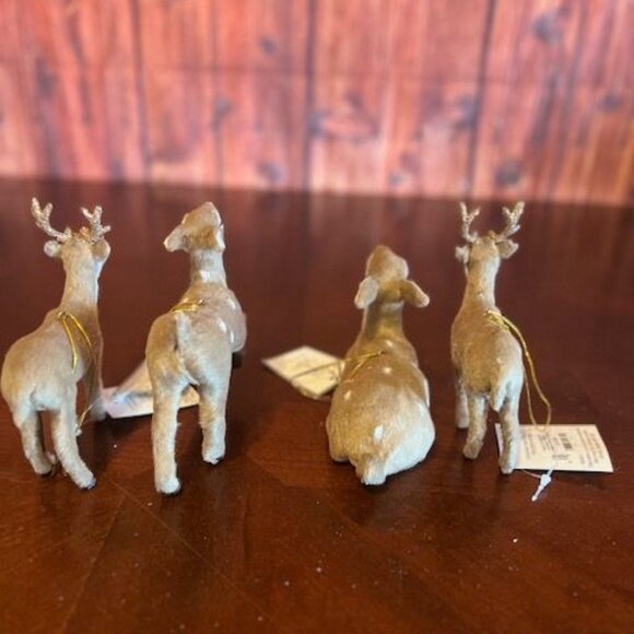 holiday reindeer family Deer ornament Set Of‎ 4 Woodland Animals stag Decor - Picture 5 of 9